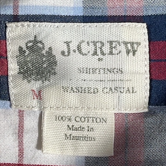 J. Crew mens red blue white tartan plaid Tailored fit button down shirt - size M - Picture 4 of 8